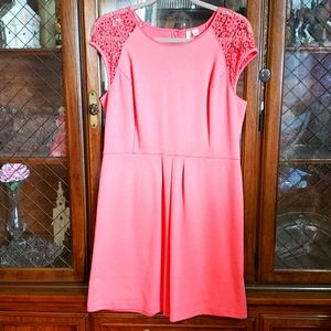Lauren Conrad 14 Pink Sheath Lace Shoulder…